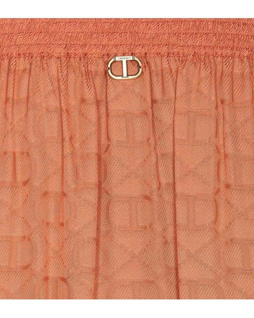 Twin Set Orange Logo Maxi Skirt