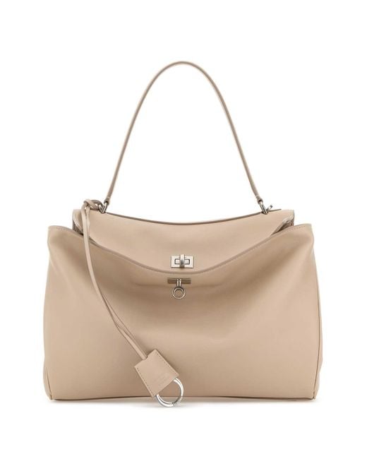 Balenciaga Natural Sand Leather Medium Rodeo Handbag