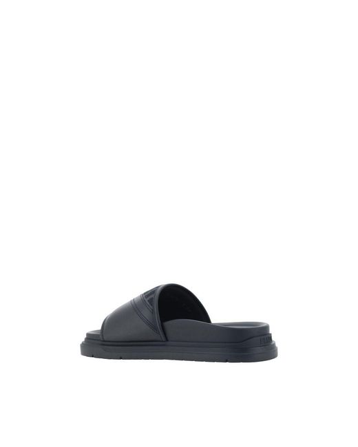 Fendi Blue Gray Fabric Flat Sandals for men