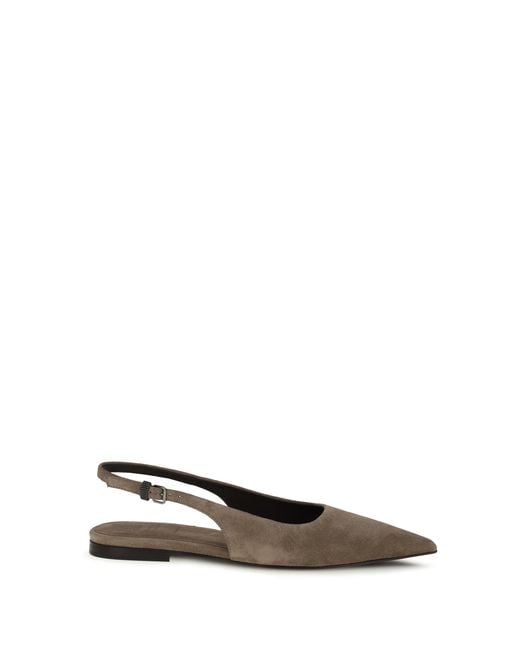 Brunello Cucinelli White Suede Ballerinas