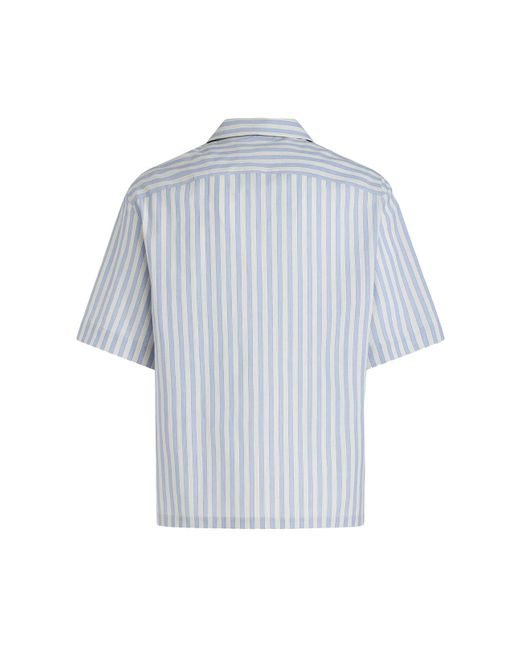 Etro Light Blue And White Striped Bowling Shirt for Men | Lyst