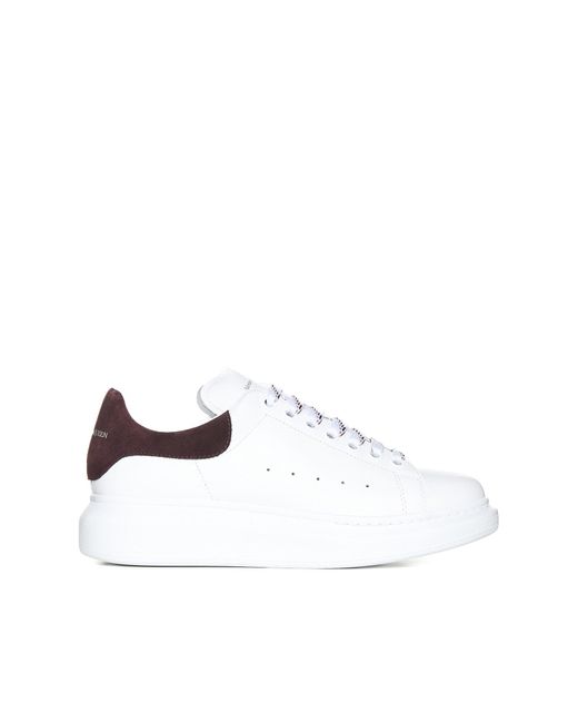 Alexander McQueen White Oversized Sneakers In And Dark Burgundy