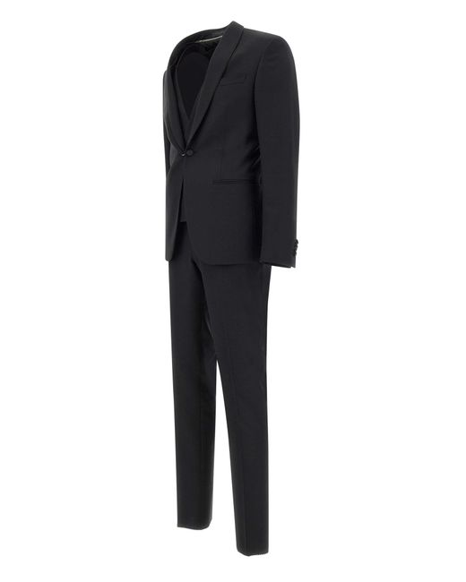Corneliani Black Fresh Wool Three-Piece Suit for men