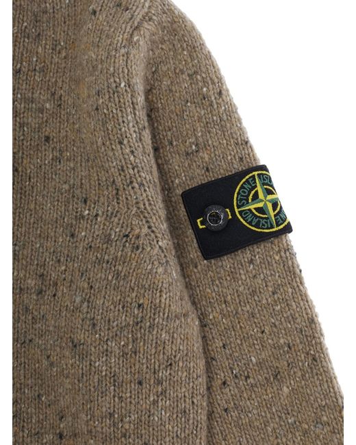 Stone Island Natural Crewneck Wool Sweater Tops for men