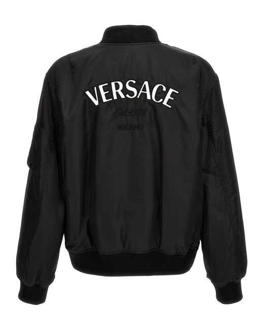 Versace Black Logo Bomber Jacket Casual Jackets, Parka for men