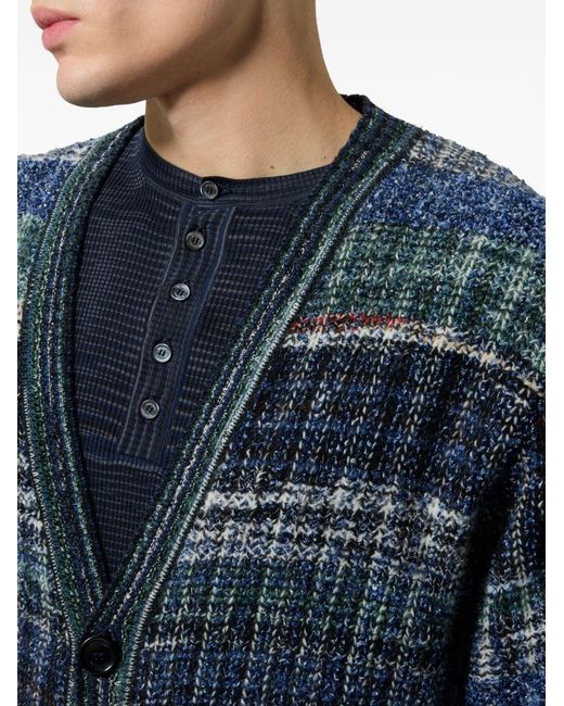 Missoni Blue Cardigan V-Neck Wool-Blend Cardigans for men