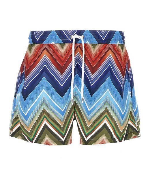 Missoni Blue Macro Zigzag Swimsuit for men