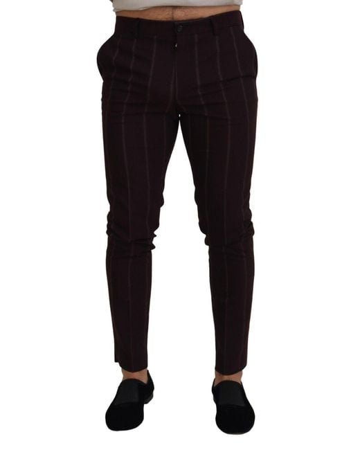 Dolce & Gabbana Black Brown Stripedtrousers Cotton Pants for men