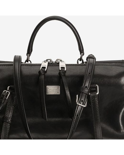 Dolce & Gabbana Black Calfskin Shoulder Bag With Charm