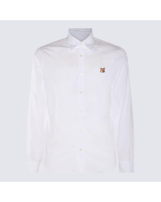 Maison Kitsuné White Cotton Fox Head Shirt for men