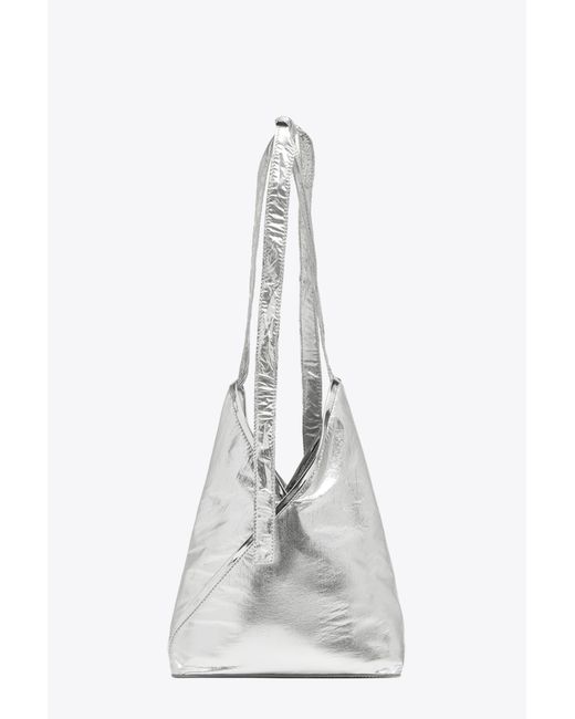 MM6 by Maison Martin Margiela White Borsa Mano Metallic Japanese Bag With Shoulder Strap