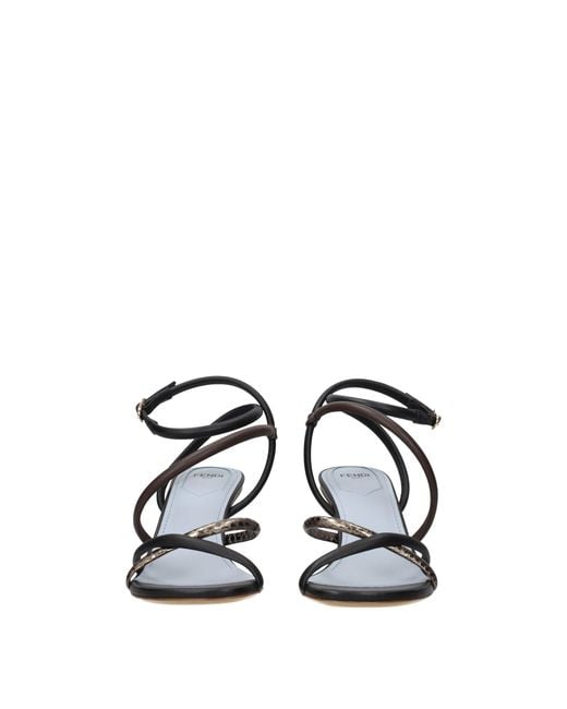 Fendi Black Leather Flat Sandals