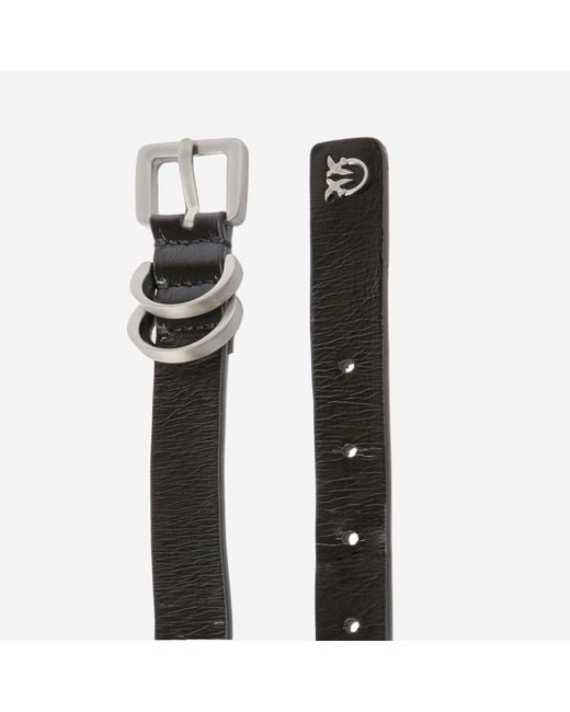 Pinko Black Leather Belt With Logo