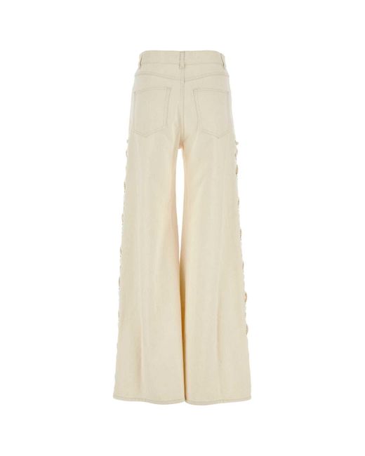 Chloé White Ivory Denim Wide-leg Jeans
