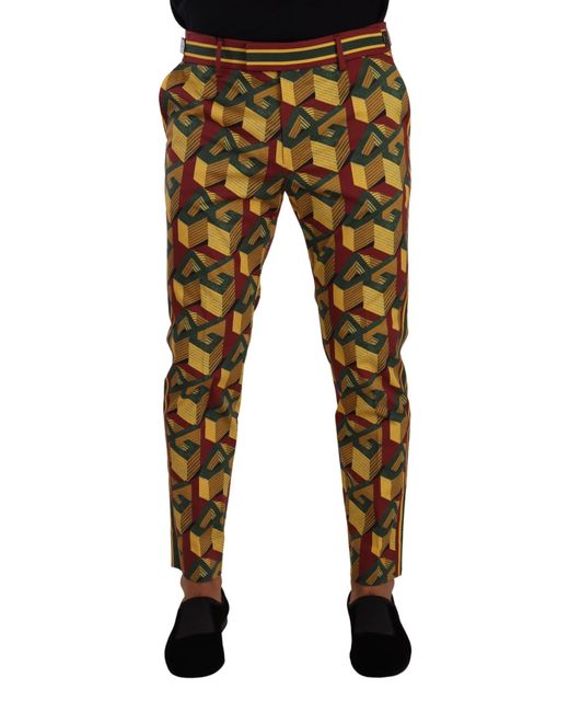 Dolce & Gabbana Black Multicolor Logo Mania Cotton Tapered Trouser Pants for men