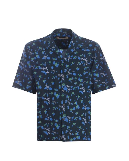 Marni Blue Printed Cotton Shirt for men