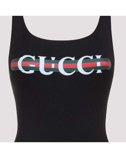 Gucci Black Sparkling Jersey Swimsuit With Print
