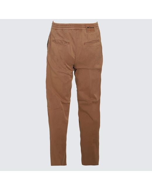 Kiton Brown Light Cotton Pants for men