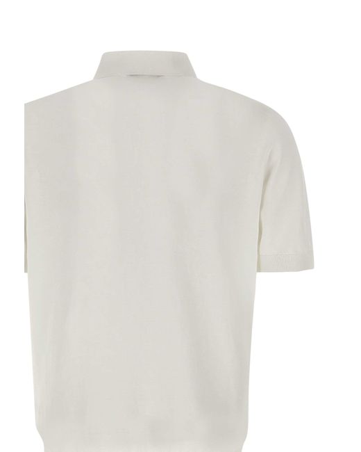 FILIPPO DE LAURENTIIS White Cotton Crêpe Polo Shirt for men