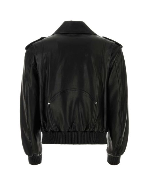 Balmain Black Leather Bomber Jacket for men