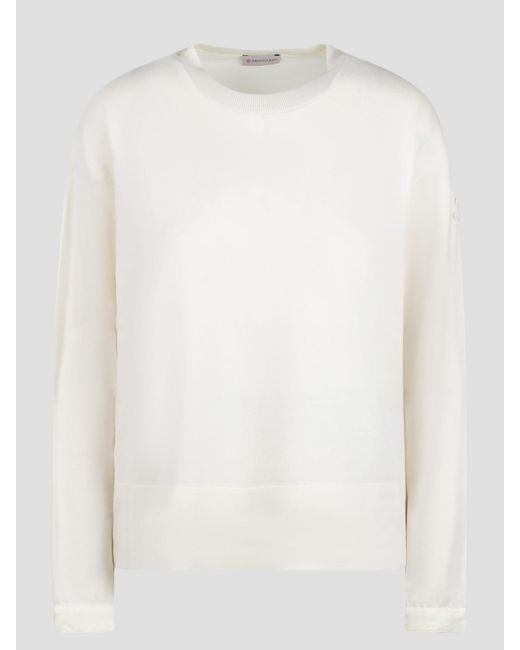 Moncler White Cotton Nylon Sweater