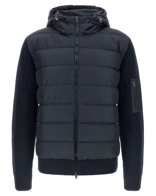 Herno Blue Bi-Material Down Jacket for men