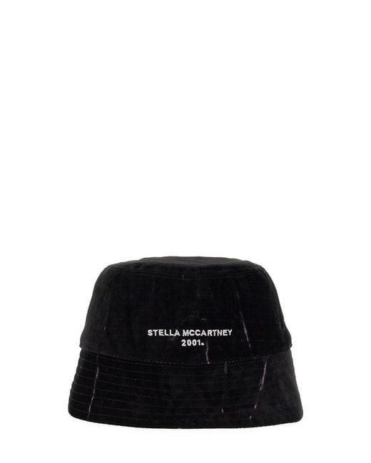Stella McCartney Black Bucket Hat With Logo