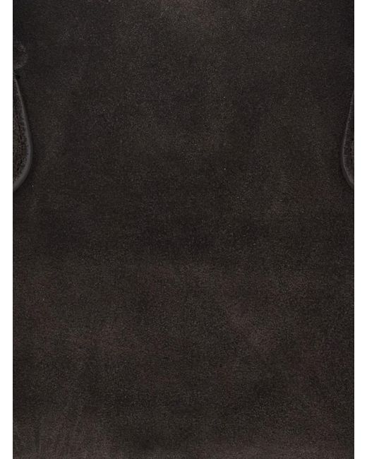 OSOI Black Shoulder Bag Boat Wide With Round Handles Suede For Cow