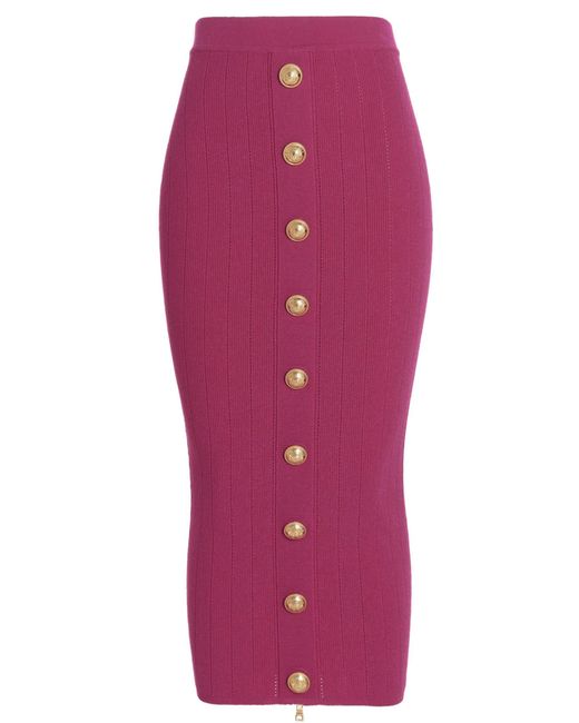 Balmain Pink Logo Button Skirt