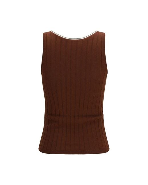 Brunello Cucinelli Brown Bordeaux Wool Oves Aries Sleeveles T