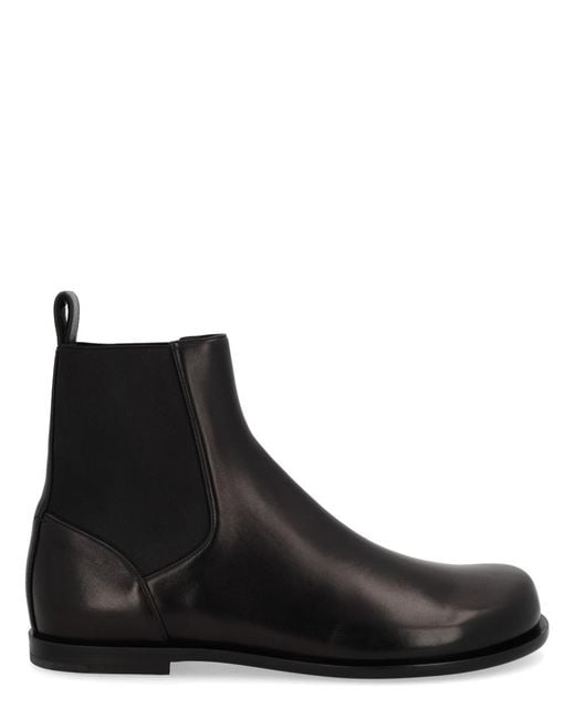 Fendi Black Boots Chelsea Squared Ff Lamb Leather for men