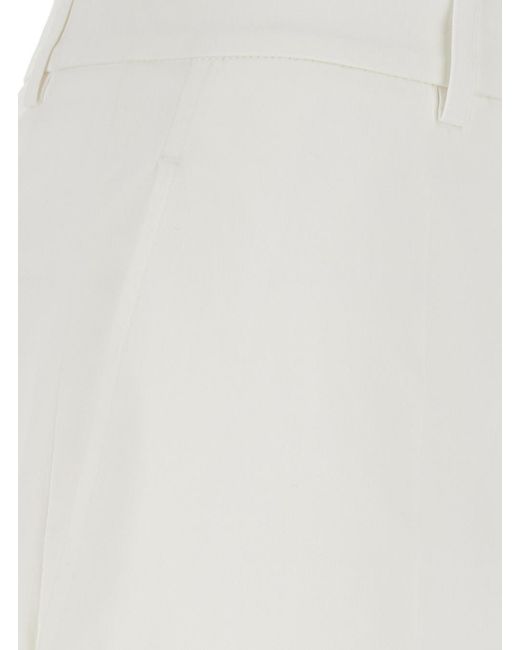 Le Plain White Bermuda Shorts With Belt Loops And Two Back Welt Pockets Cotton For
