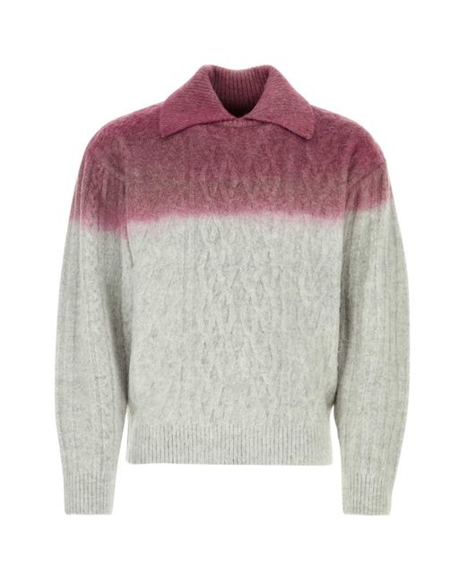 Adererror Gray Two-Tone Stretch Acrylic Blend Sweater for men