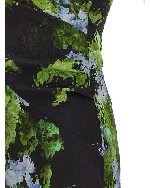 Victoria Beckham Green Floral Printed Dress Dresses