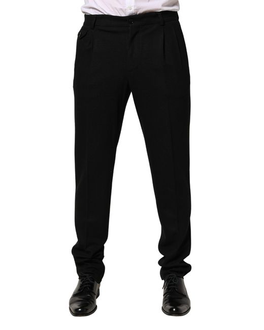 Dolce & Gabbana Black Wool Skinny Dress Trouser Pants Virgin for men