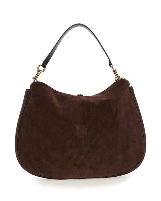 Etro Brown “Pony” Shoulder Bags With Removable Suede Handle