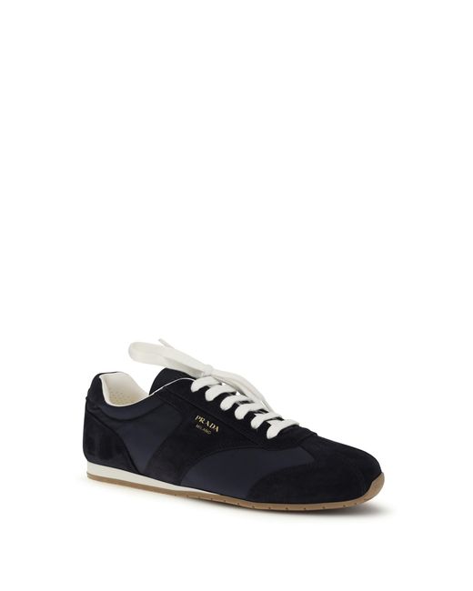 Prada Black Sneakers Suede And Fabric Lace-Up Shoes for men