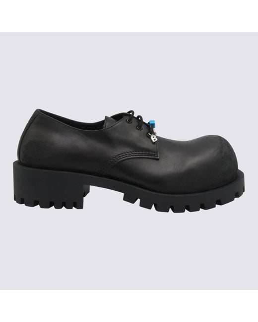 Balenciaga Black Leather Lace Up Shoes for men