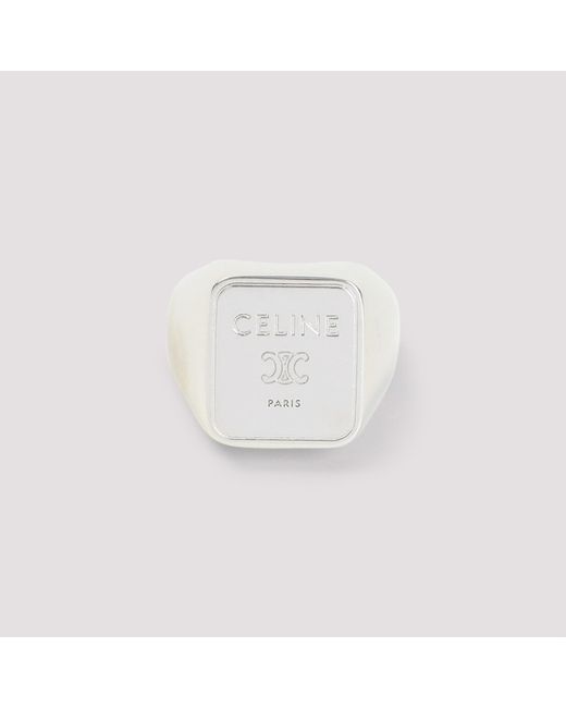 Céline White Square Signet Ring for men