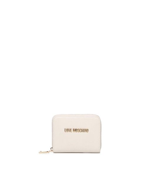 Love Moschino White Logo Lettering Zip Around Wallet