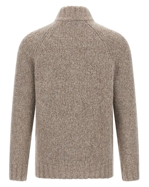 Brunello Cucinelli Gray Alpaca Wool Cardigan for men