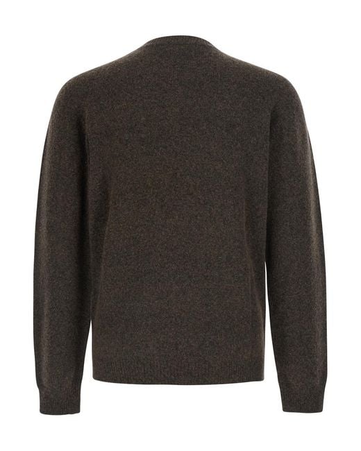Roberto Collina Gray Crew Neck Sweater Virgin Wool Tops for men