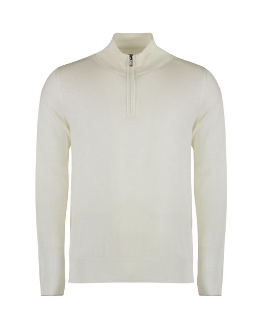 Moorer White Terni Wool Turtleneck Sweater for men