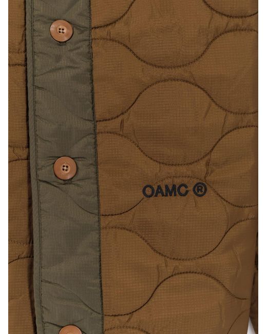Oamc Peacemaker Brown Combat Liner Quilted Nylon Jacket for men