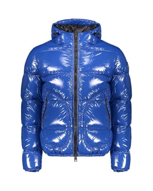 Herno Blue Hooded Shiny Down Jacket for men
