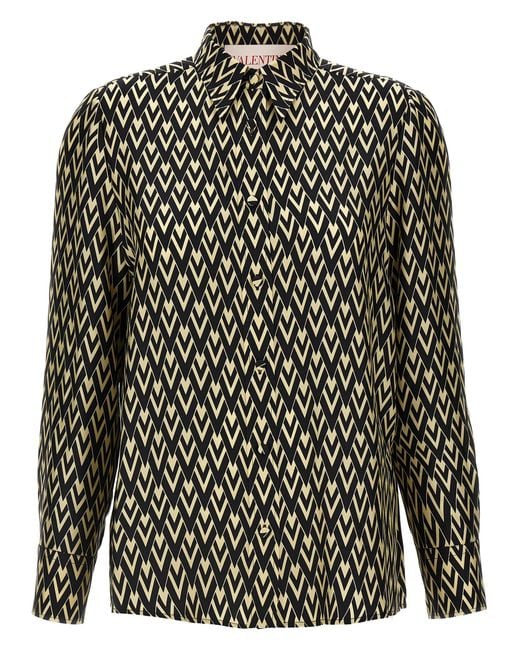 Valentino Garavani Black Toute La V Shirt Silk Shirt, Blouse