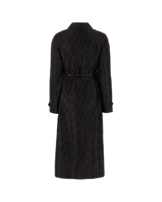 Fendi Black Cotton Blend Trench Coat