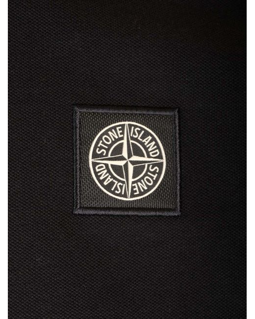 Stone Island Black Polo Con Logo for men