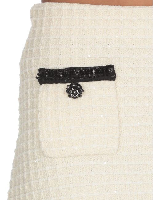 Self-Portrait White Textured Knit Mini Skirt