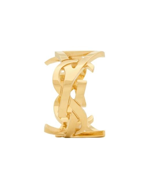 Saint Laurent Metallic Ring Cassandre-Plated Brass Rings